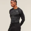 geo seamless long sleeve t shirt (black grey)