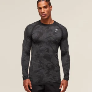 geo seamless long sleeve t shirt (black grey)