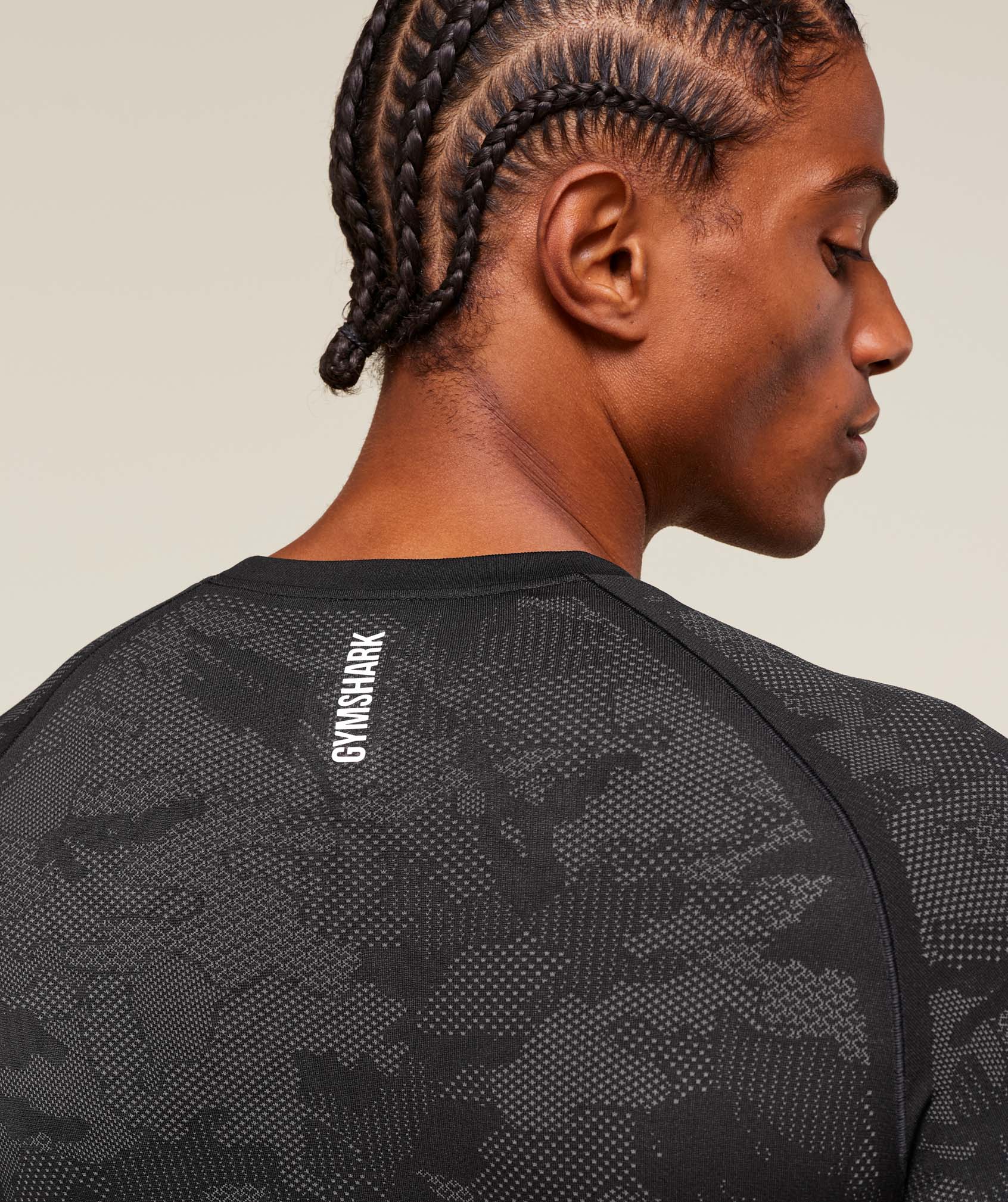 geo seamless long sleeve t shirt (black grey)
