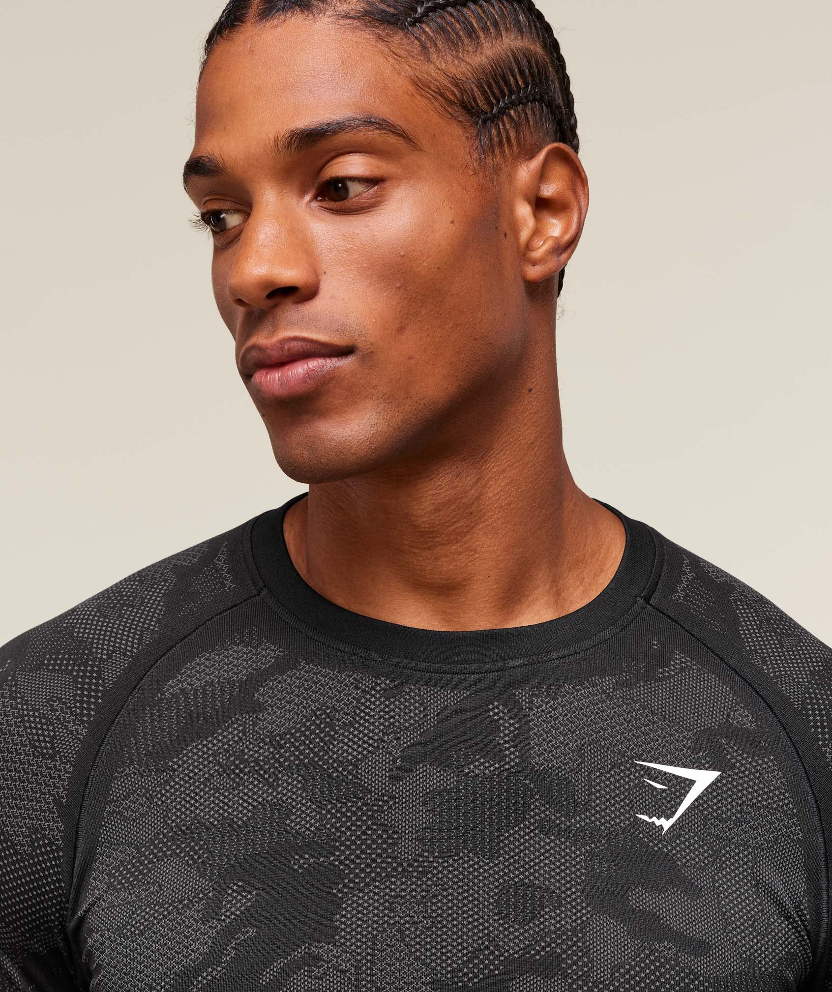 geo seamless long sleeve t shirt (black grey)